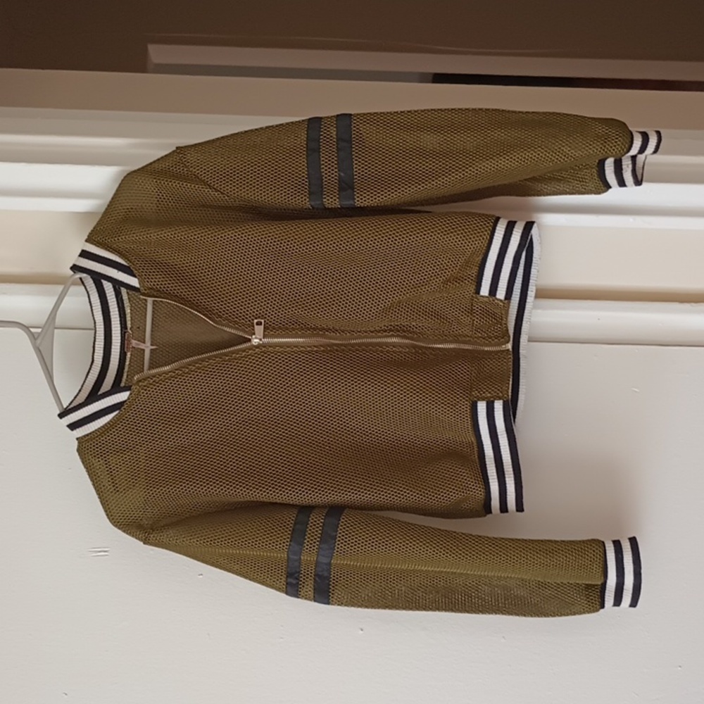Poofw brand army green jacket with black & white brims